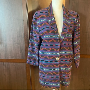 Vintage 90’s Neiman Marcus Mexican Serape Woven Jacket. Size‎ Medium